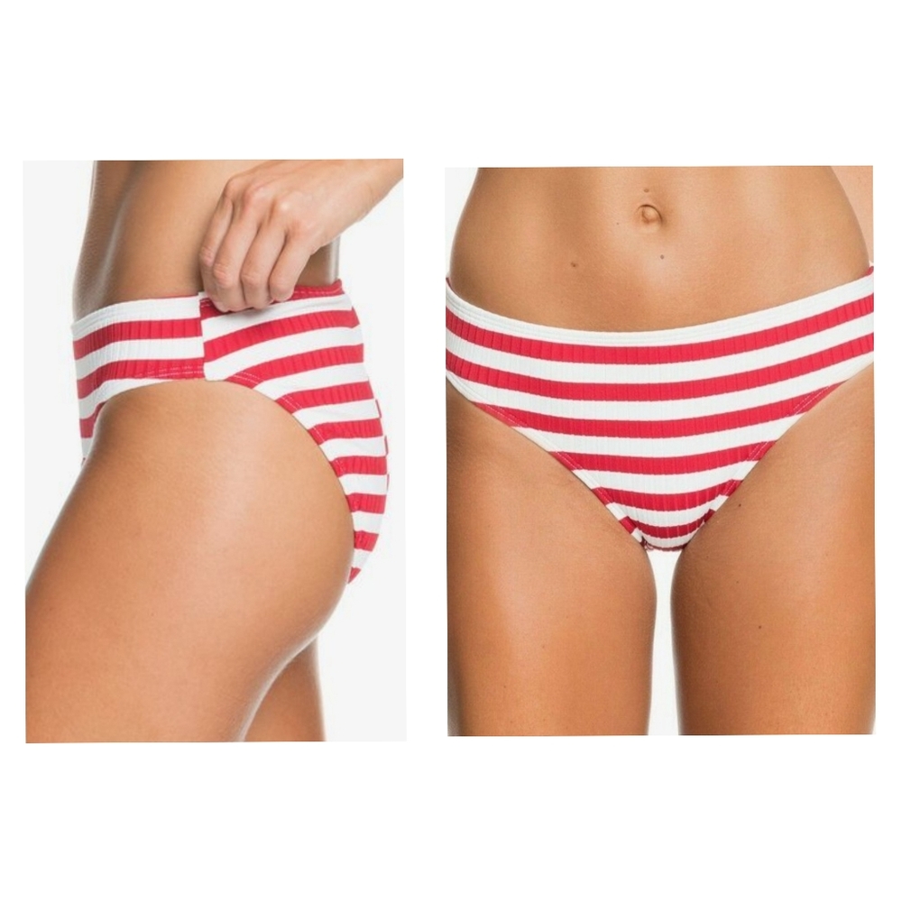 Roxy Red and White Striped Bikini Bottoms
